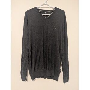 Fynch-Hatton Men's XL Gray Silk Cashmere Wool Blend Pullover Sweater V‎ Neck